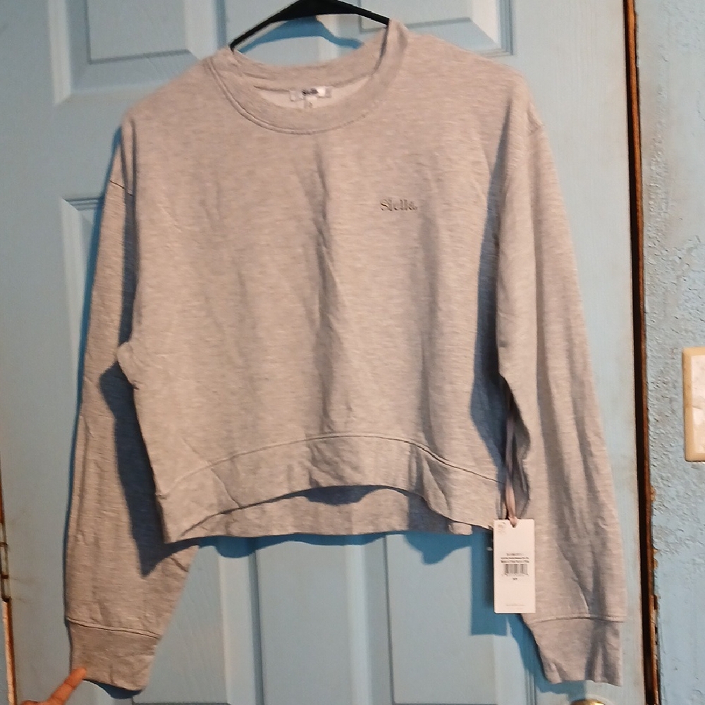 Ella Gray Cropped Boxy Long Sleeve Hoodie
